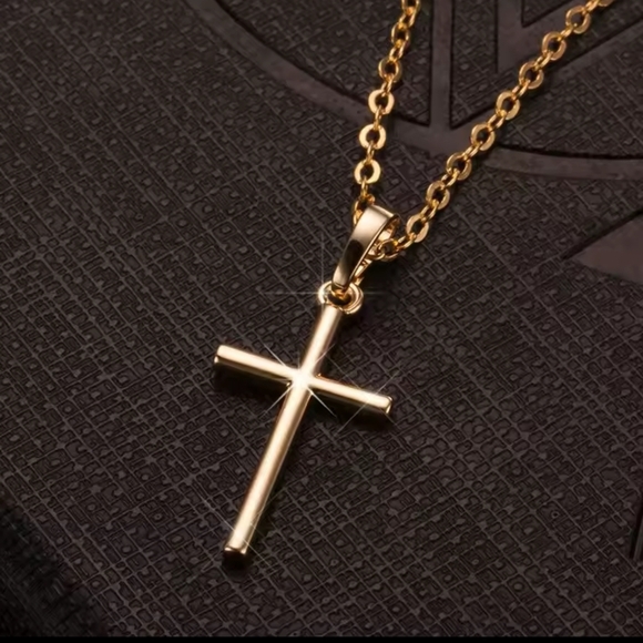 Silver Cross Necklace Women's Gold New f20 - Picture 3 of 6